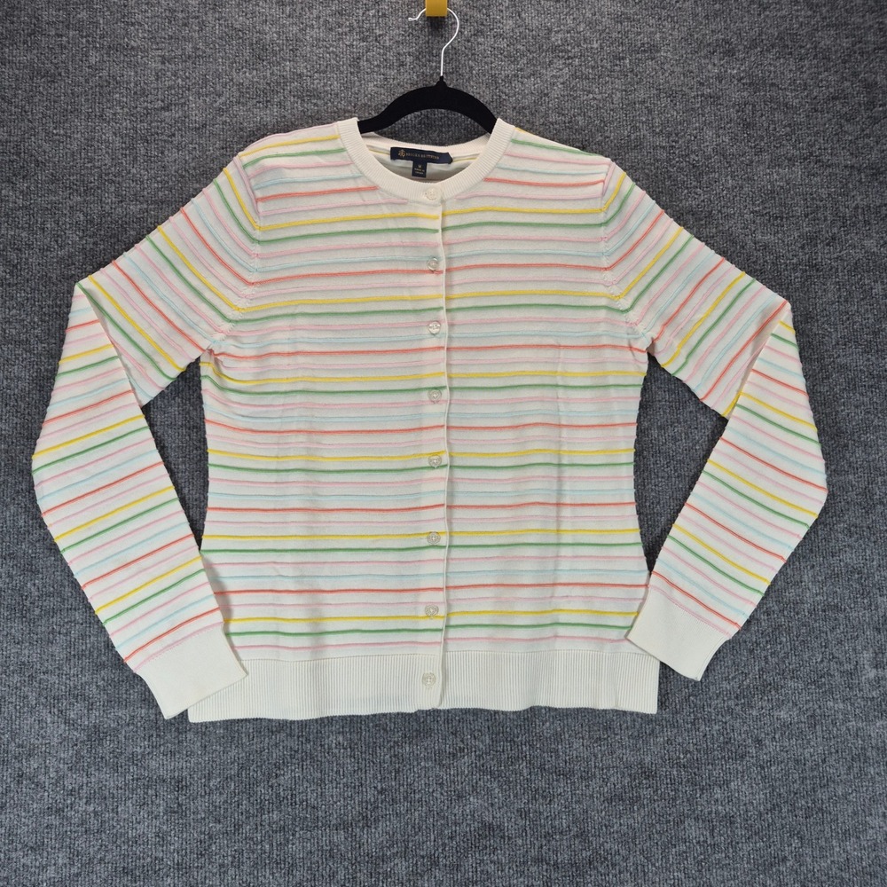 Brooks Brothers Cardigan Striped Pastel Medium White Women